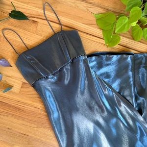 Vintage 90s silver metallic gown